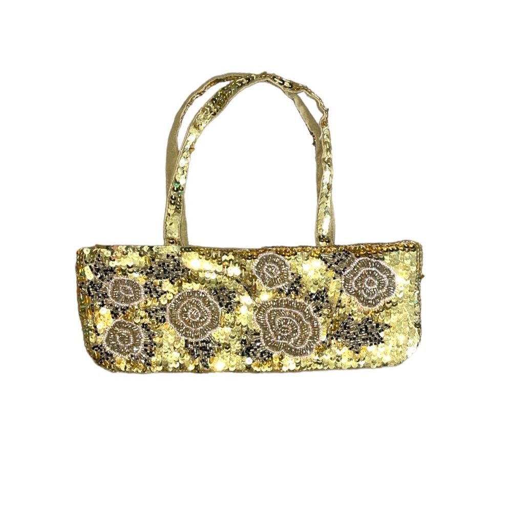 NWT Sasha vintage gold beaded floral embellished handbag